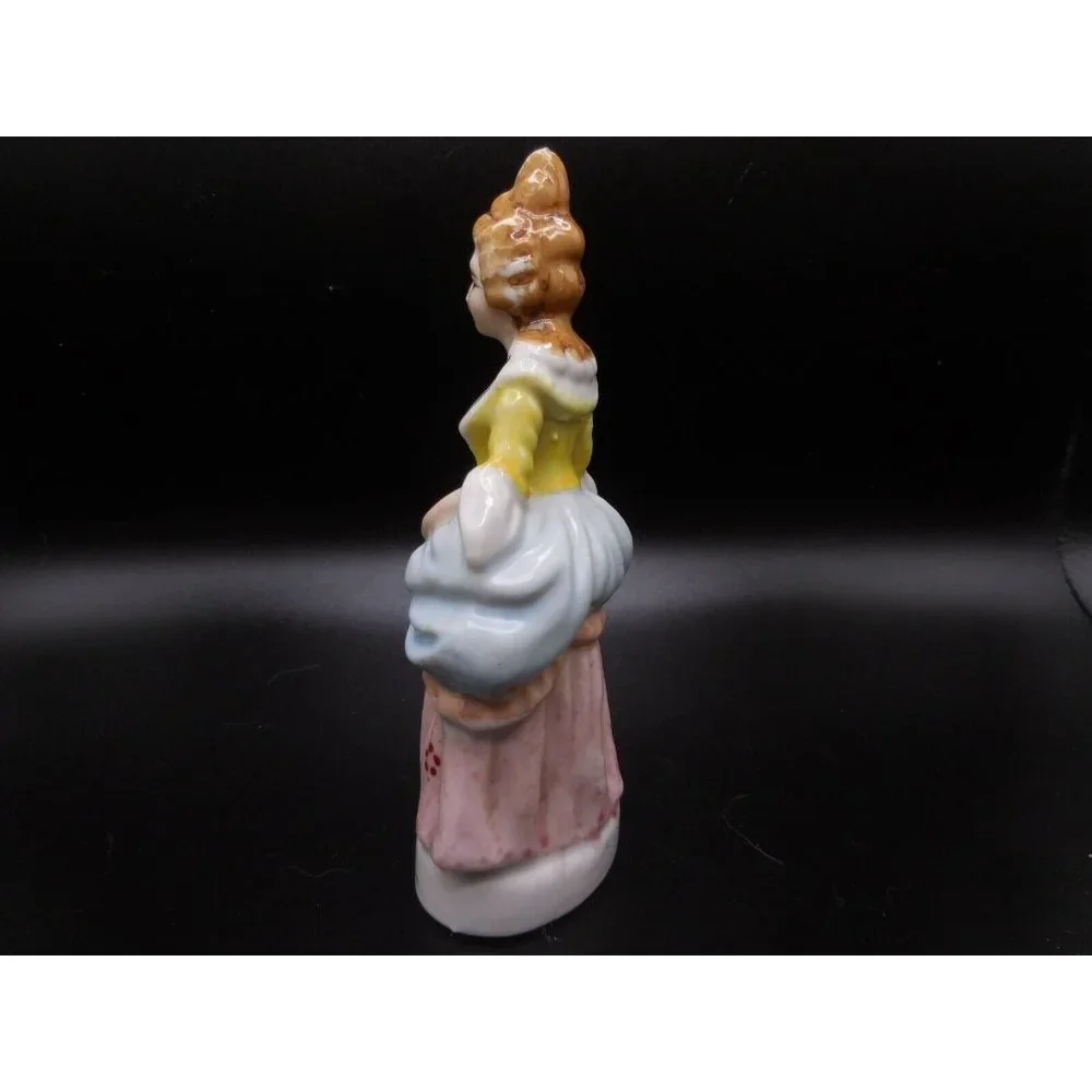 Vintage Occupied Japan Colonial Woman Figurine Pink Skirt Yellow Top 5 1/4